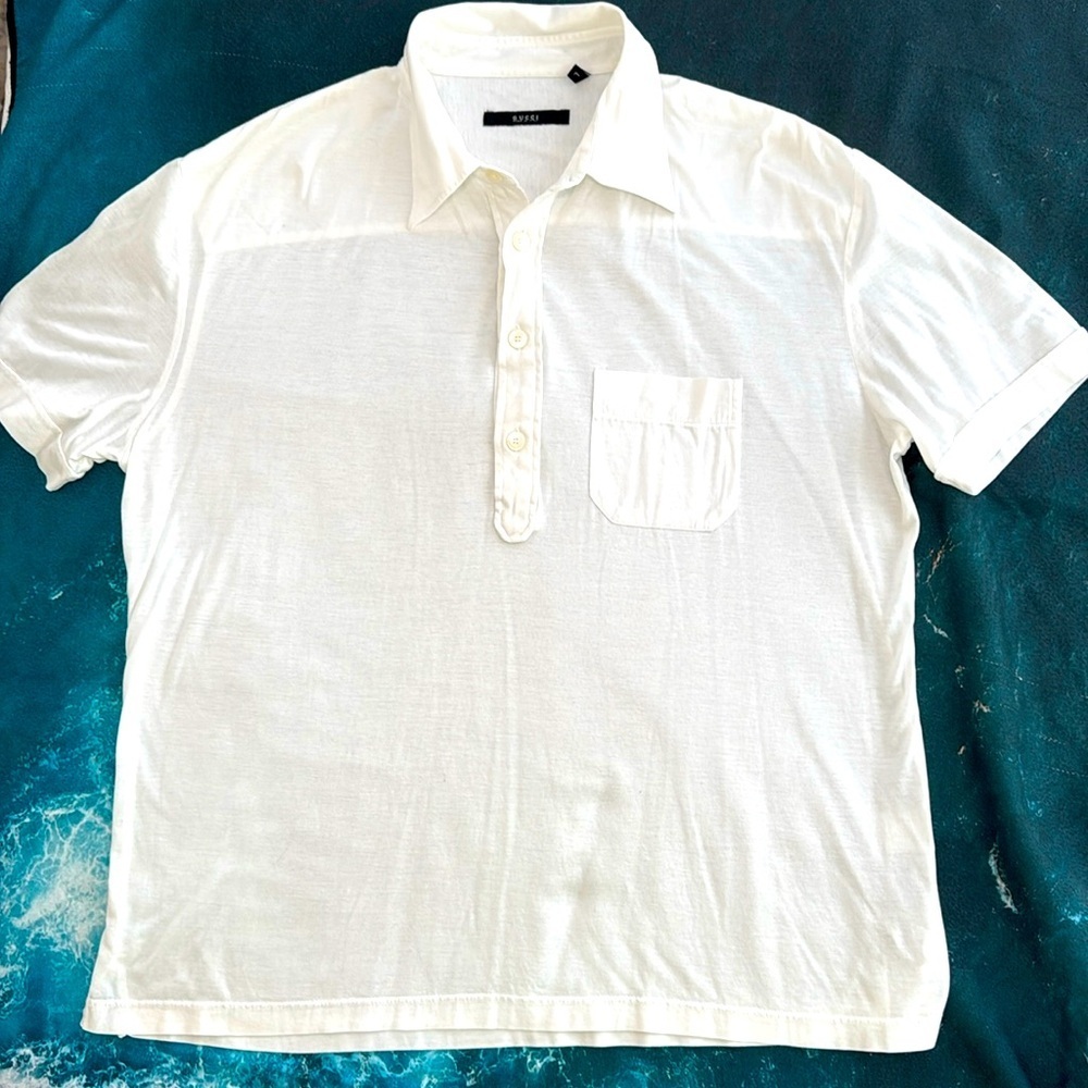 Gucci White Short Sleeve Button-Up Shirt – Size L
